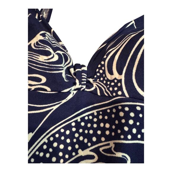 American vintage Jantzen retro pin up Swimsuit navy white floral size large - Picture 6 of 12